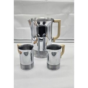 Vintage‎ CHASE USA Chrome Cocktail Pitcher Set with Two Matching Cups